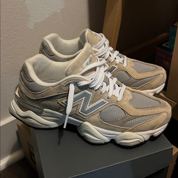 New Balance 9060 Beige and Gray Sneakers - Picture 8 of 10